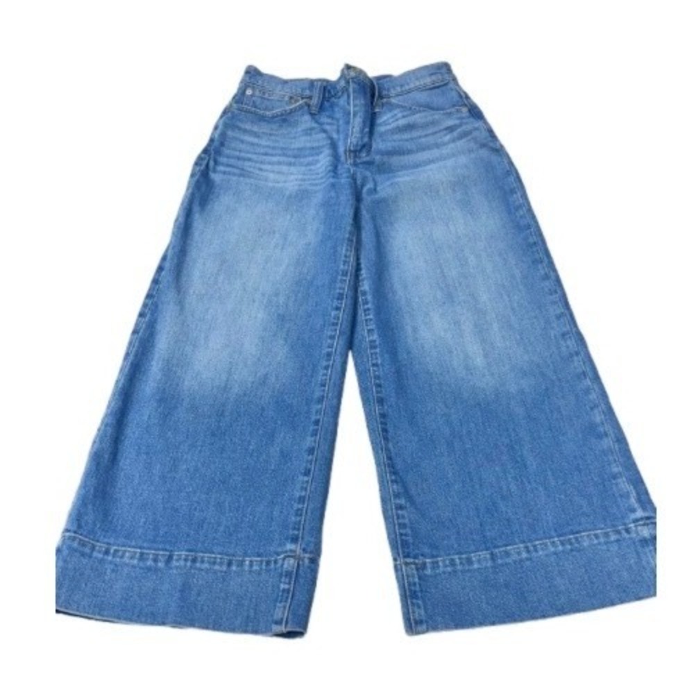 Madewell Wide Leg Crop Jeans Womens 26 Medium Wash High Rise Denim Culottes